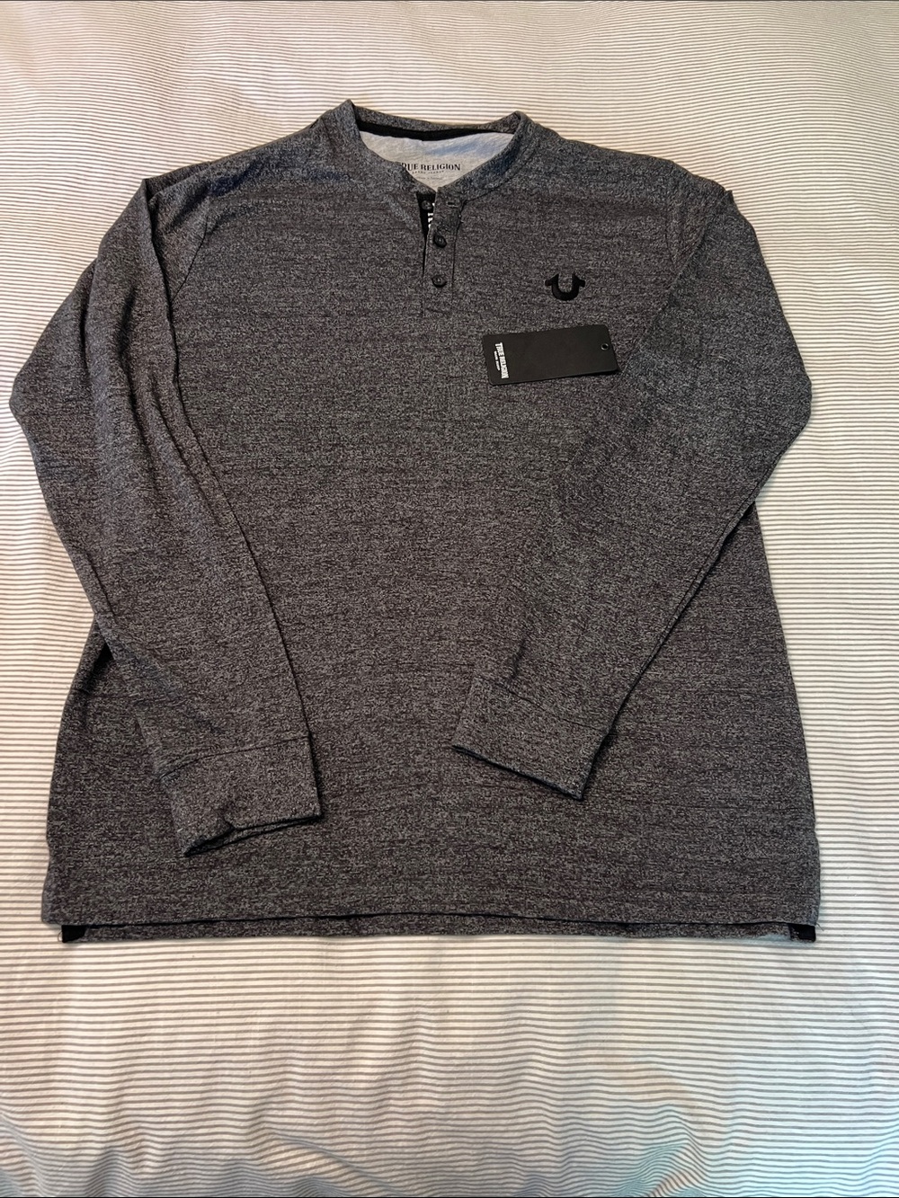 True Religion Heather Charcoal Long-Sleeve Henley